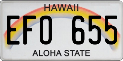 HI license plate EFO655