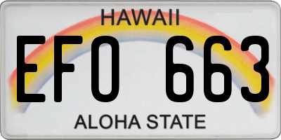 HI license plate EFO663