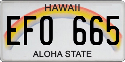 HI license plate EFO665