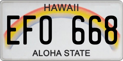 HI license plate EFO668