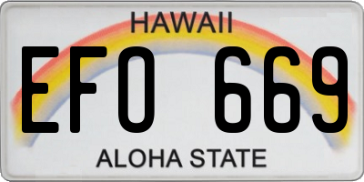 HI license plate EFO669