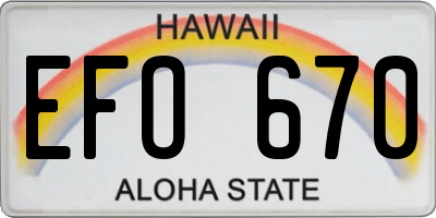 HI license plate EFO670