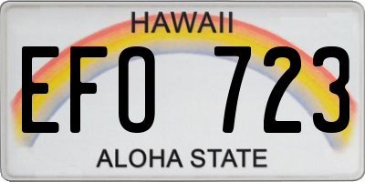HI license plate EFO723