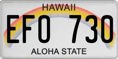 HI license plate EFO730