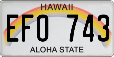 HI license plate EFO743