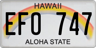 HI license plate EFO747