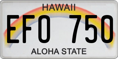 HI license plate EFO750