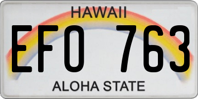 HI license plate EFO763