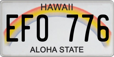 HI license plate EFO776