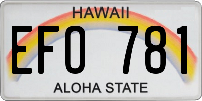 HI license plate EFO781