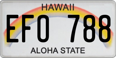 HI license plate EFO788