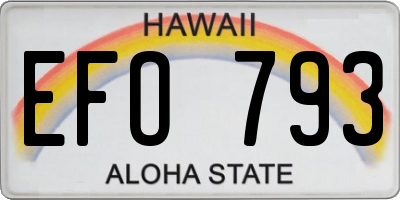 HI license plate EFO793
