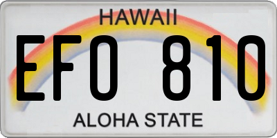 HI license plate EFO810