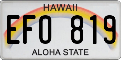 HI license plate EFO819