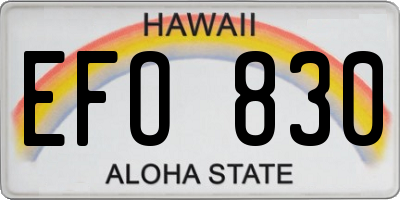 HI license plate EFO830