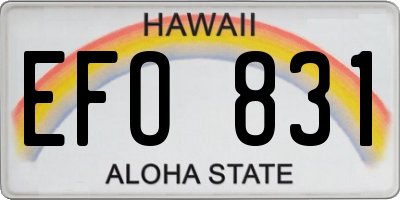 HI license plate EFO831