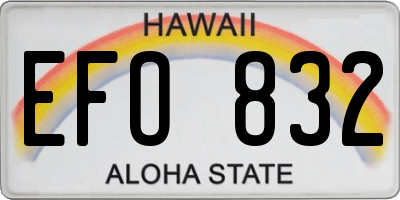 HI license plate EFO832