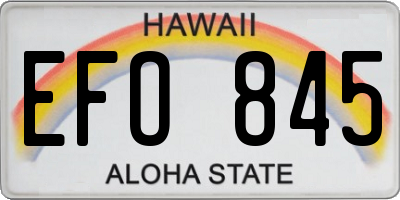 HI license plate EFO845