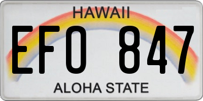 HI license plate EFO847