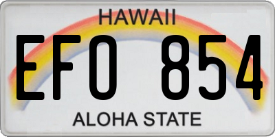 HI license plate EFO854