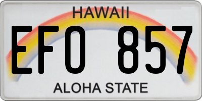 HI license plate EFO857
