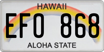 HI license plate EFO868