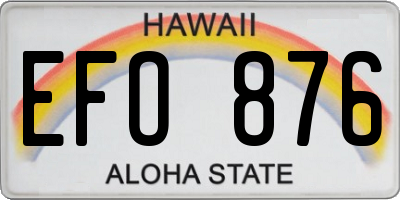 HI license plate EFO876