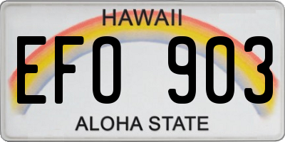 HI license plate EFO903