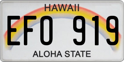 HI license plate EFO919
