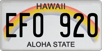 HI license plate EFO920