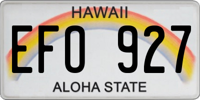 HI license plate EFO927