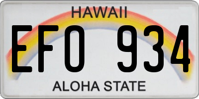 HI license plate EFO934