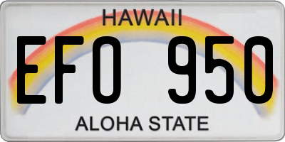 HI license plate EFO950