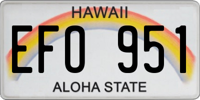 HI license plate EFO951