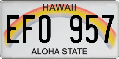 HI license plate EFO957