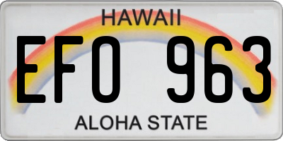 HI license plate EFO963