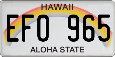HI license plate EFO965
