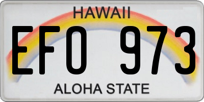 HI license plate EFO973
