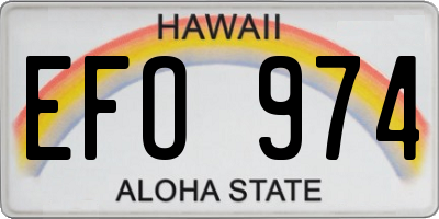 HI license plate EFO974