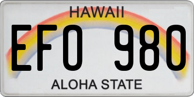 HI license plate EFO980