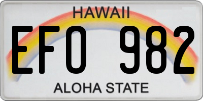HI license plate EFO982