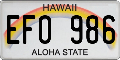HI license plate EFO986