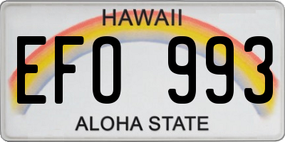 HI license plate EFO993