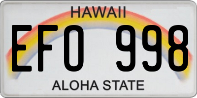 HI license plate EFO998