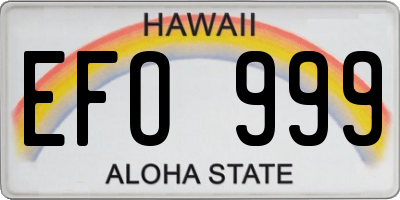 HI license plate EFO999
