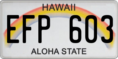 HI license plate EFP603