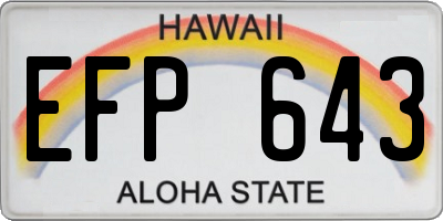 HI license plate EFP643