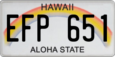 HI license plate EFP651