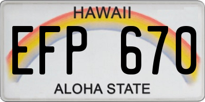 HI license plate EFP670