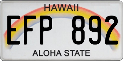 HI license plate EFP892